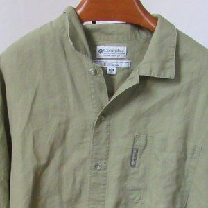 Columbia Olive Green Short-Sleeve Button-Up Shirt Cotton Blend Size XXL EUC